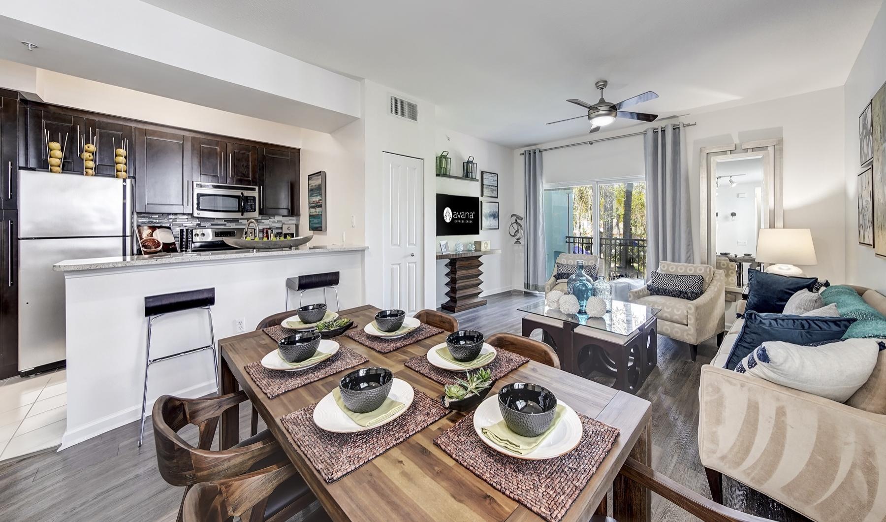 Generous living spaces with beautiful natural lighting dining area open to living room